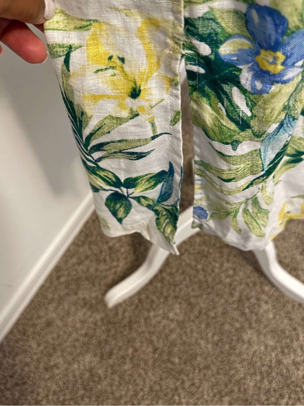 Tommy Bahama White Linen Button-Front Midi Dress with Tropical Hem Size M - Picture 8 of 11